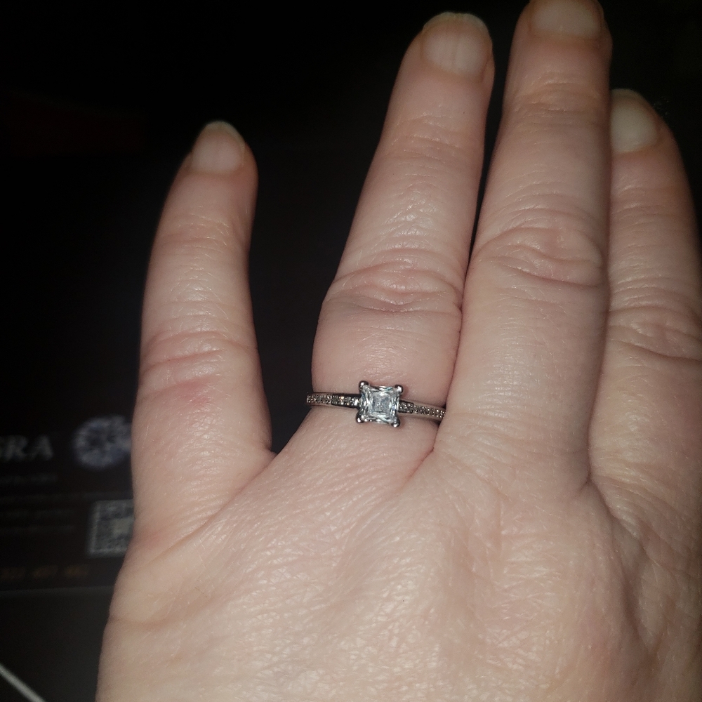 Sterling Silver Mossonite Engagement Ring Size 9